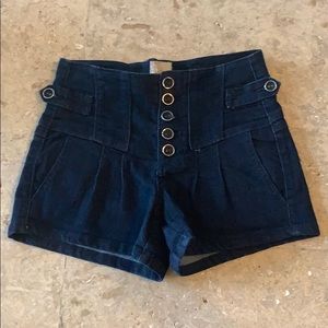 Navy high-waisted shorts